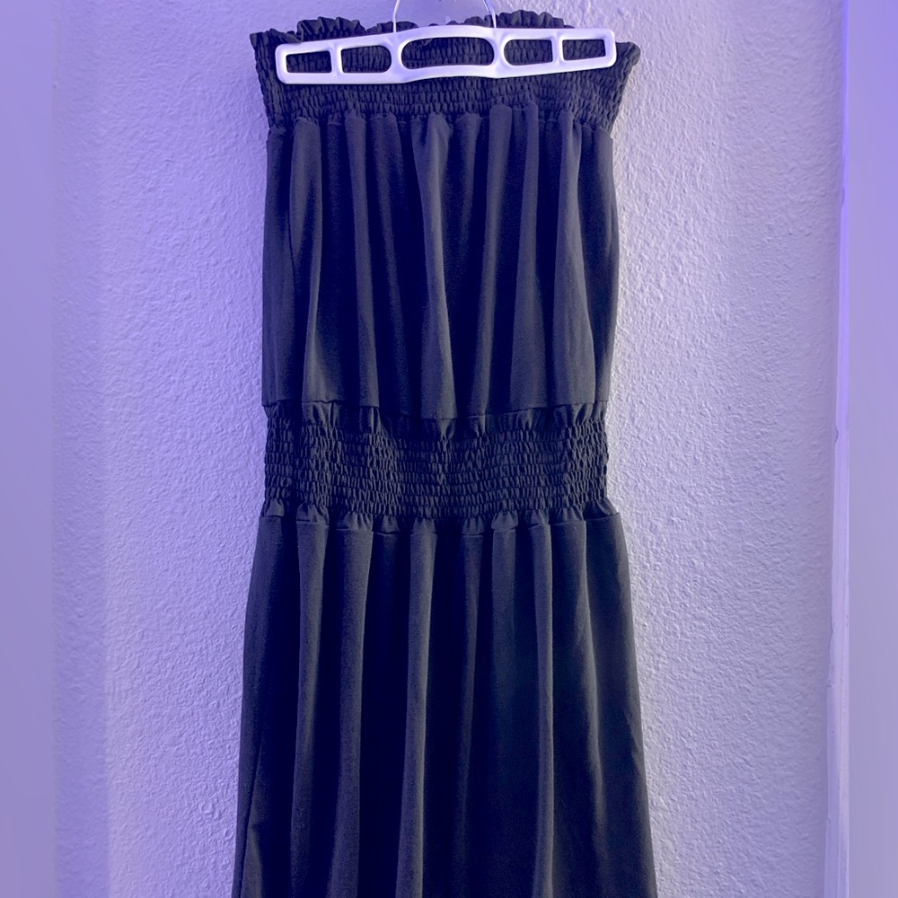 NWOT Strapless jumpsuit, Black cotton, Size L/XL